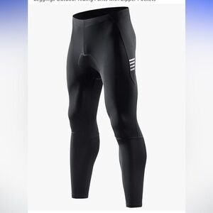 NWT Men’s Black Cycling Tights with White Stripes  small